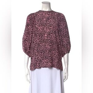 Les Rêveries Silk Animal Print Blouse size 2